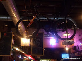 bicycle on the ceiling at McHale's in Rock Hill