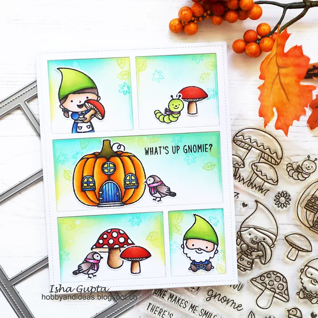 Sunny Studio Stamps: Fall Kiddos Home Sweet Gnome Comic Strip Everyday Dies Fall Themed Cards by Isha Gupta