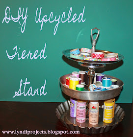 tin tiered stand, upcycled pie tins