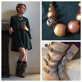 Mango dress and M&S buckle boots