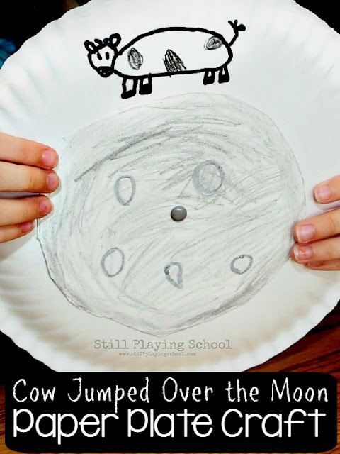 Interactive Hey Diddle Diddle Nursery Rhyme Craft for Kids! Make the cow jump over the moon as you teach position words like over, under, and beside!