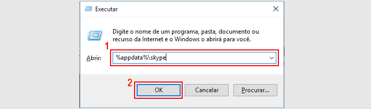 Comando %appdata%\skype