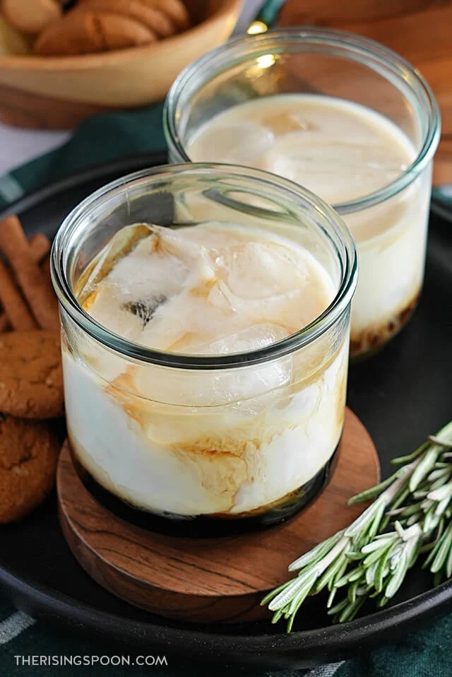 Classic White Russian Cocktail Drink with Gingerbread Simple Syrup