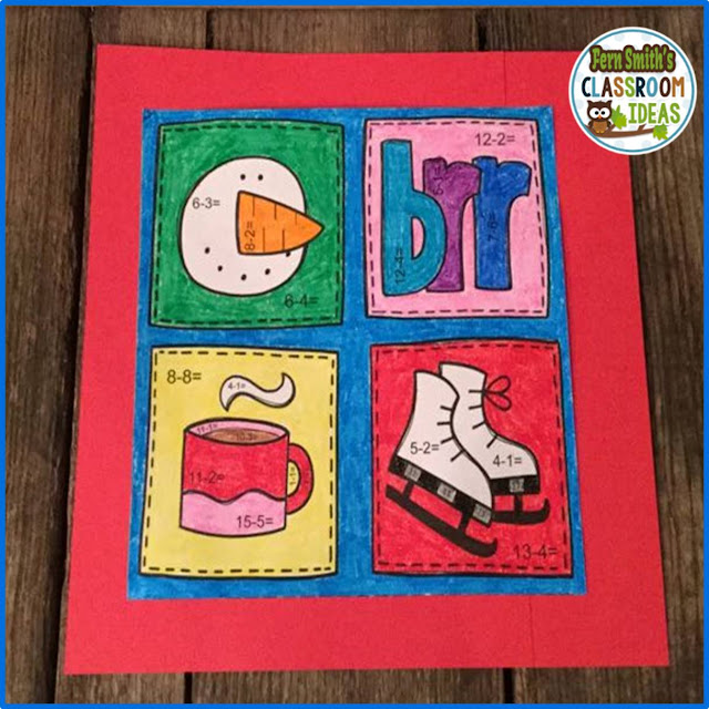  Fern Smith's Classroom Ideas Winter Quilt Color By Code Craft for Winter Addition and Subtraction at TeacherspayTeachers, TpT.