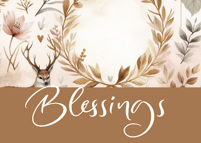 Blessings Greeting Cards | Printable | Instant Download | Vintage Rustic Watercolor Foliage Pastels Elegant Design
