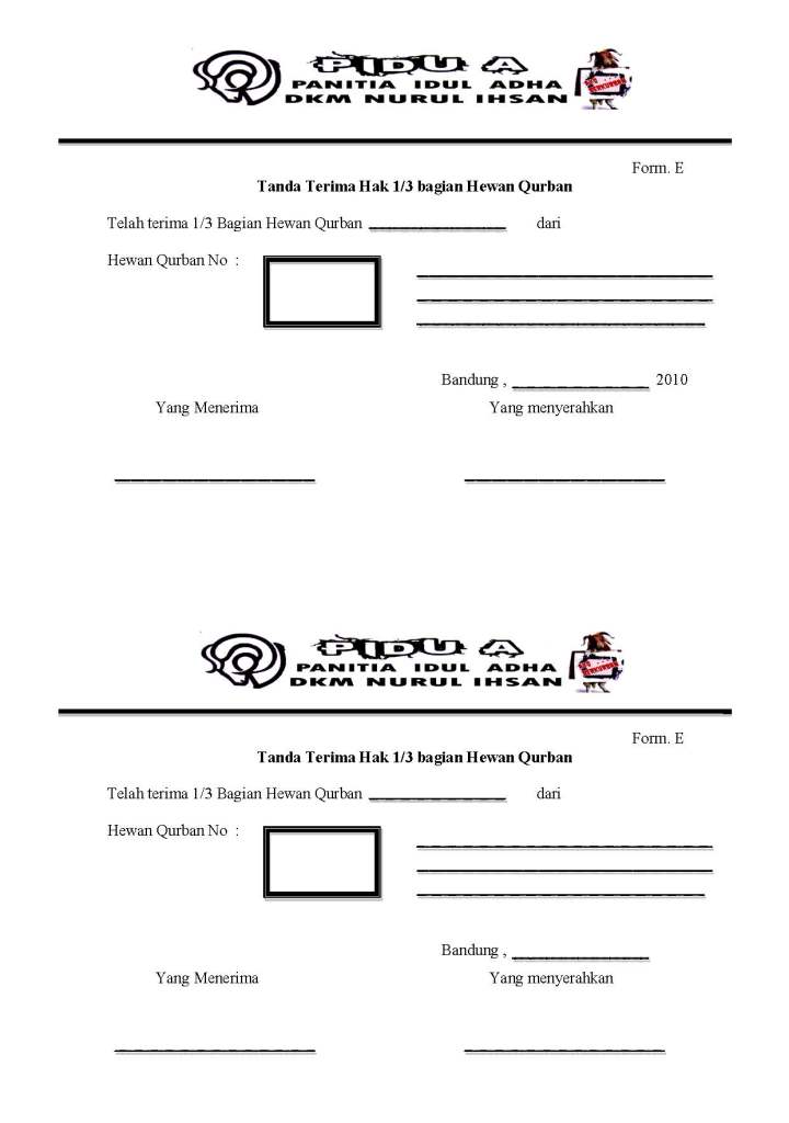 Contoh Formulir Qurban - Contoh 84