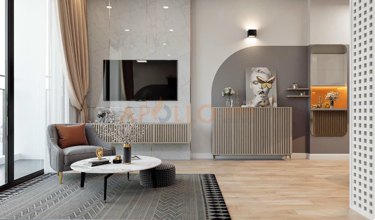 Thiết kế nội thất căn hộ 2PN+1 tòa S2.17 Vinhomes Ocean Park phong cách hiện đại