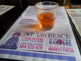 Sazerac and menu at St Lawrence in New Orleans