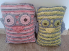 crochet owl pillow