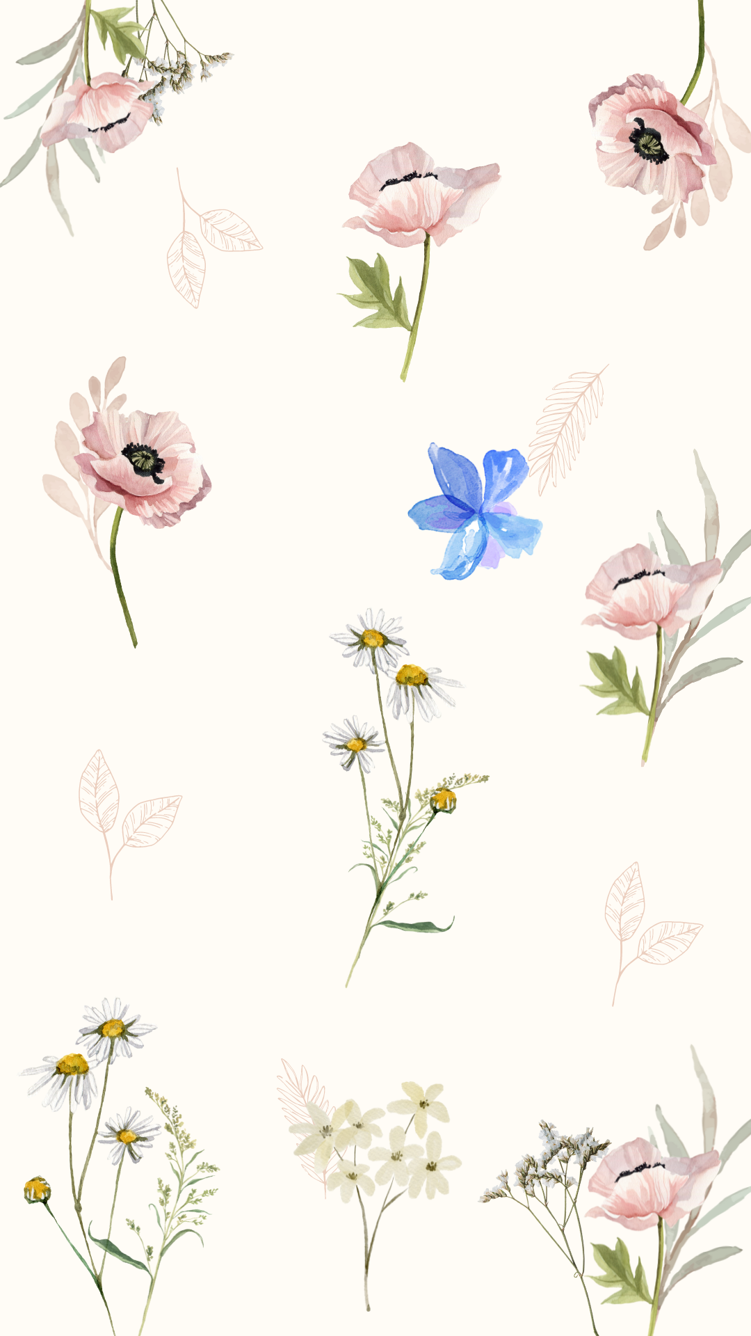 감성적인 꽃 그림 휴대폰 배경화면 이미지