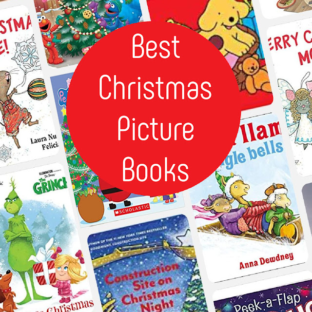 collage photo of christmas book covers with title overlay.