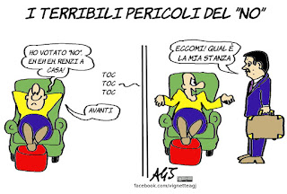 renzi, renzi a casa, referendum, no, riforma costituzionale, satira. vignetta