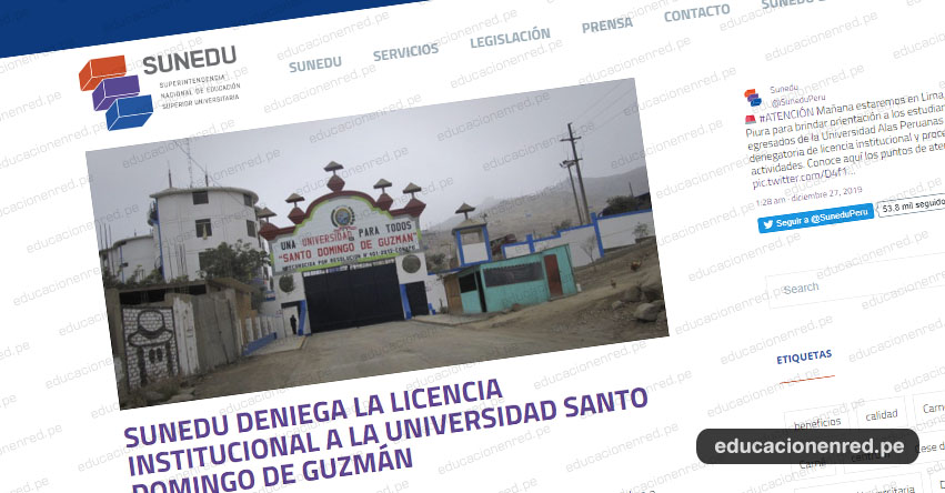 SUNEDU ordena el cierre de la Universidad Santo Domingo De Guzmán - USDG (RES. Nº 175-2019-SUNEDU/CD) www.sunedu.gob.pe