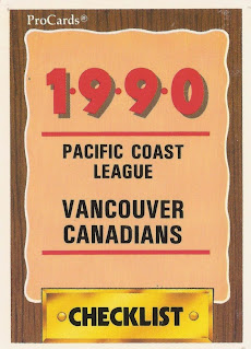 1990 Vancouver Canadians checklist card