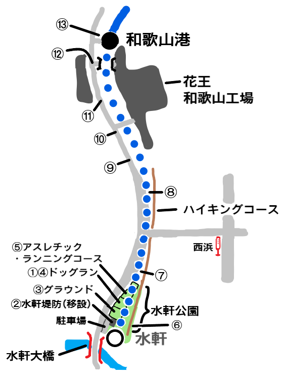 和歌山港-水軒 間の地図