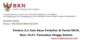 Terdata 2,3 Juta Akun Terdaftar di Portal SSCN,  Baru 10,6% Tuntaskan Hingga Submit