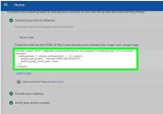 Adsense website code
