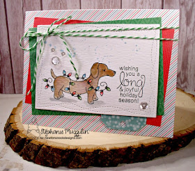 Dachshund Christmas Card by Stephanie Muzzulin | Inky Paws Challenge 38 | Beautiful Blizzard Stamp Set by Newton's Nook Designs #newtonsnook