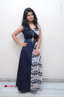 Telugu Actress Alekhya Stills in Blue Long Dress at Plus One ( 1) Audio Launch  0137.jpg