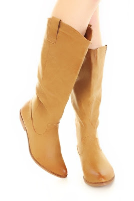 Tan Faux Leather Casual Riding Boots 