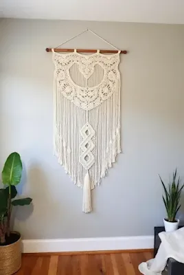 Macrame and Canvas Wall Hangings Living Room Wall Decor Ideas