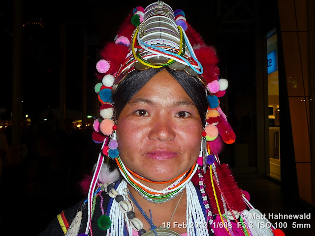 Akha woman, Akha headdress, Thai hilltribes, performer, portrait, headshot, Northern Thailand, Bangkok