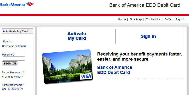 Sweepstakes Today How To Activate Bank Of America Edd Debit Card Online