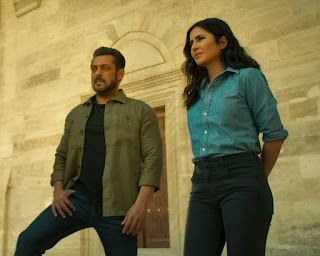 Lead actors Salman Khan and Katrina Kaif in a scene from Tiger 3