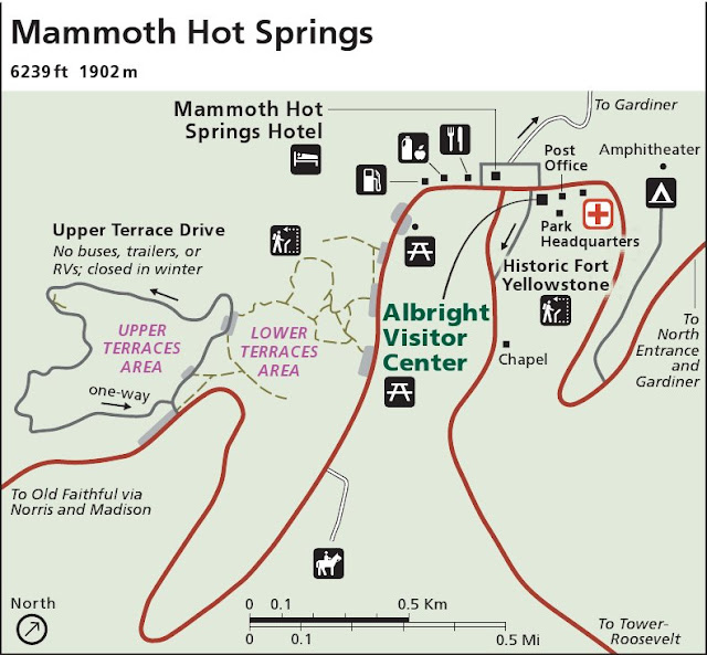 mammoth hot springs map yellowstone