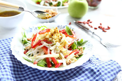 Apple and Kohlrabi Salad with Walnuts and Goji