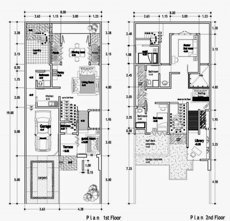 18+ Konsep Terpopuler Denah Rumah Minimalis 2 Lantai Type 150