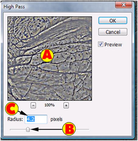 High Pass Filter Dialog Box