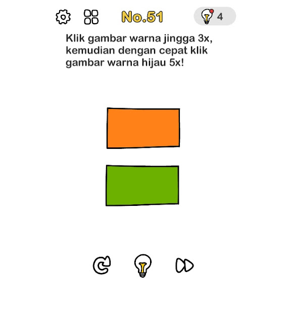 Klik gambar warna jingga 3x, kemudian denan cepat klik gambar warna hijau 5x!