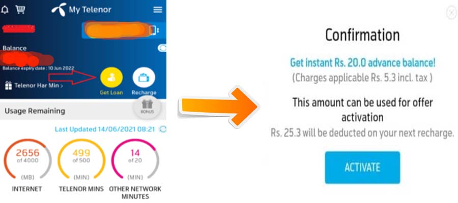 telenor advance code via my telenor app