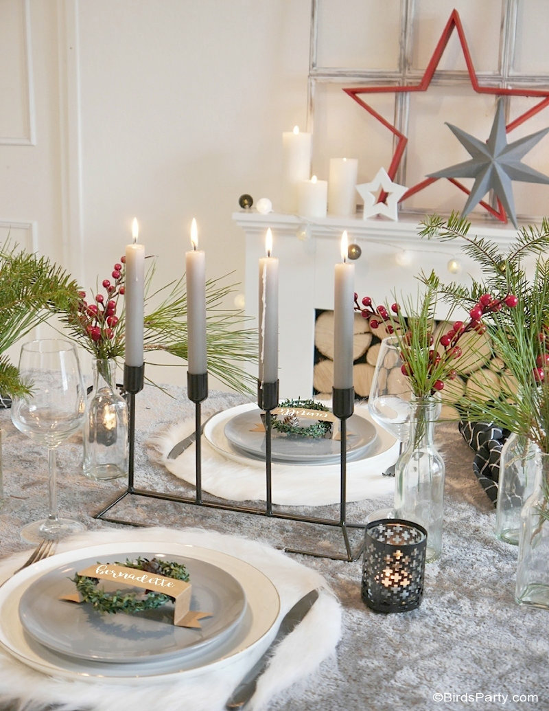 Décor de table de Noël d'inspiration scandinave Hygge - des idées de décoration de table d'hiver faciles, peu coûteuses et confortables DIY!