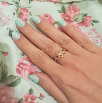 Mint and pink pastel nails