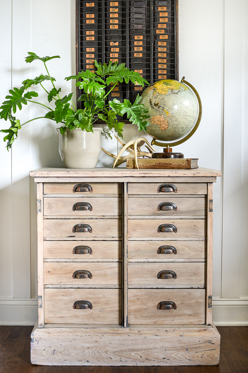 raw wood multi-drawer storage cabinet