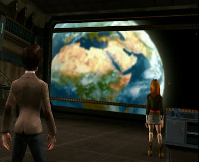 The Doctor and Amy stare out at the planet Earth.