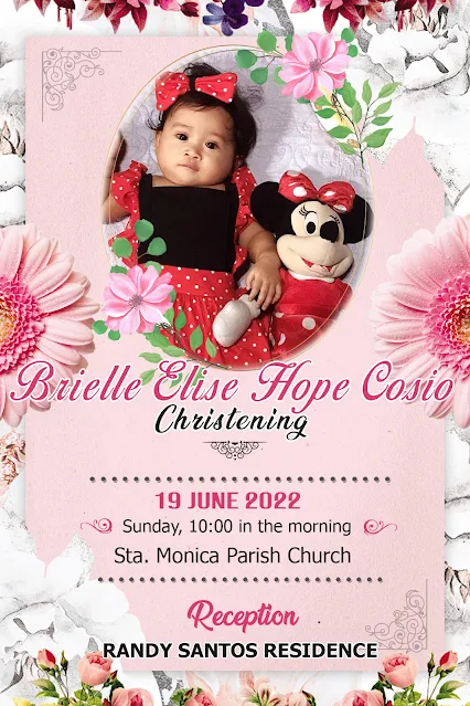 Floral Invitation for Christening Template