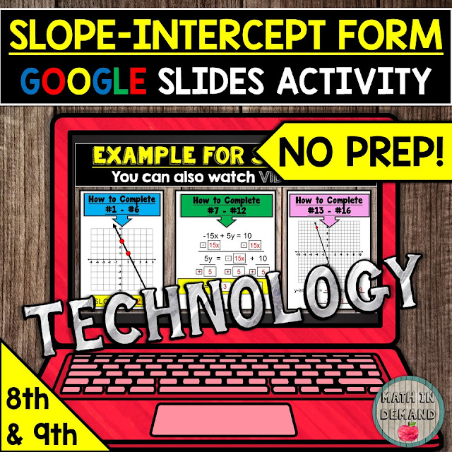 Slope Intercept Form Distance Learning Activity in Google Slides