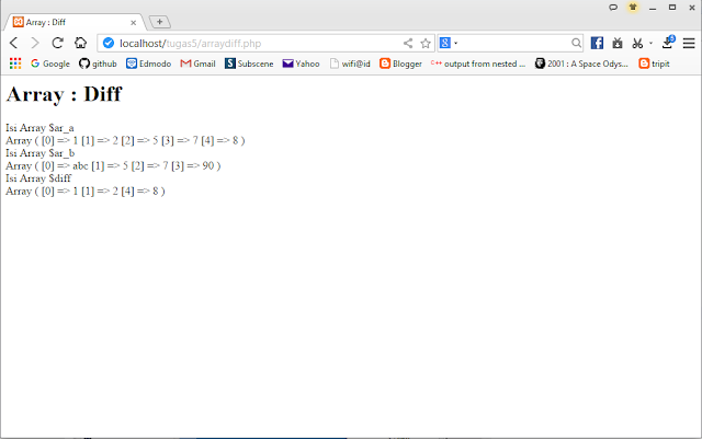 array himpunan - diff
