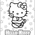 Dibujo para pintar hello kitty entre estrellas