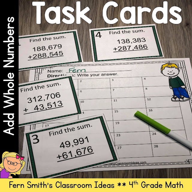 Click Here to Download This 4th Grade Go Math 1.6 Add Whole Numbers Task Cards Resource for Your Classroom Today!