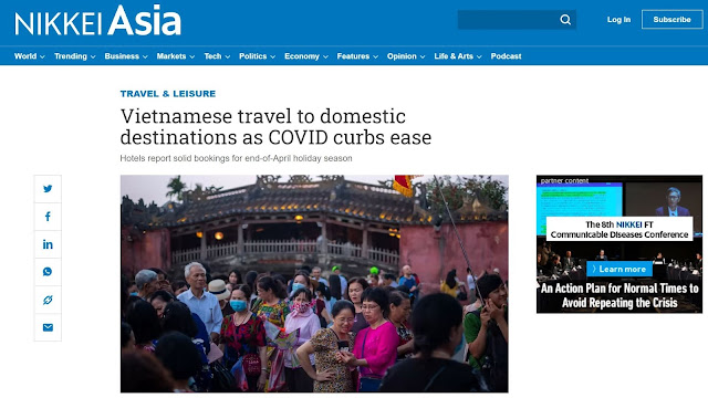 Một bài viết về tình hình du lịch tại Việt Nam. Ảnh: Nikkei Asia
