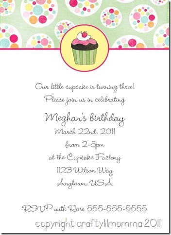 cupcake invitation