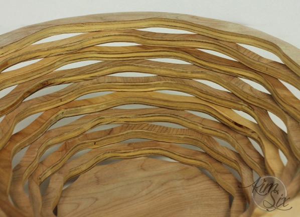 Plywood layered basket on scroll saw