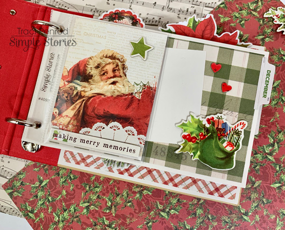 Simple Vintage Christmas Mini Album Page with Santa, gifts, and stars