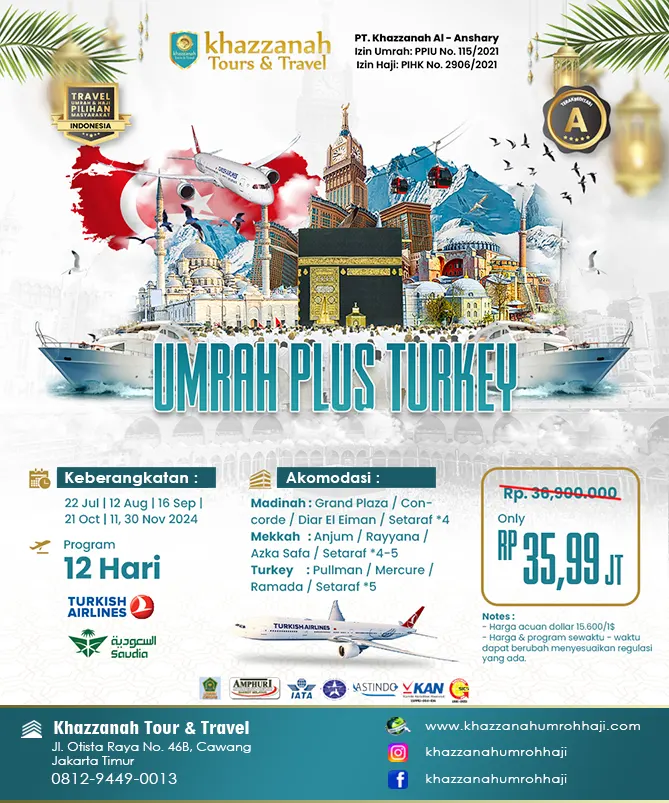 biaya paket umroh plus turki istanbul 2024