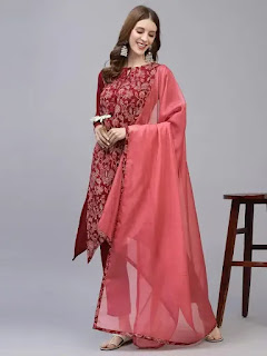 c cut kurti with Dupatta