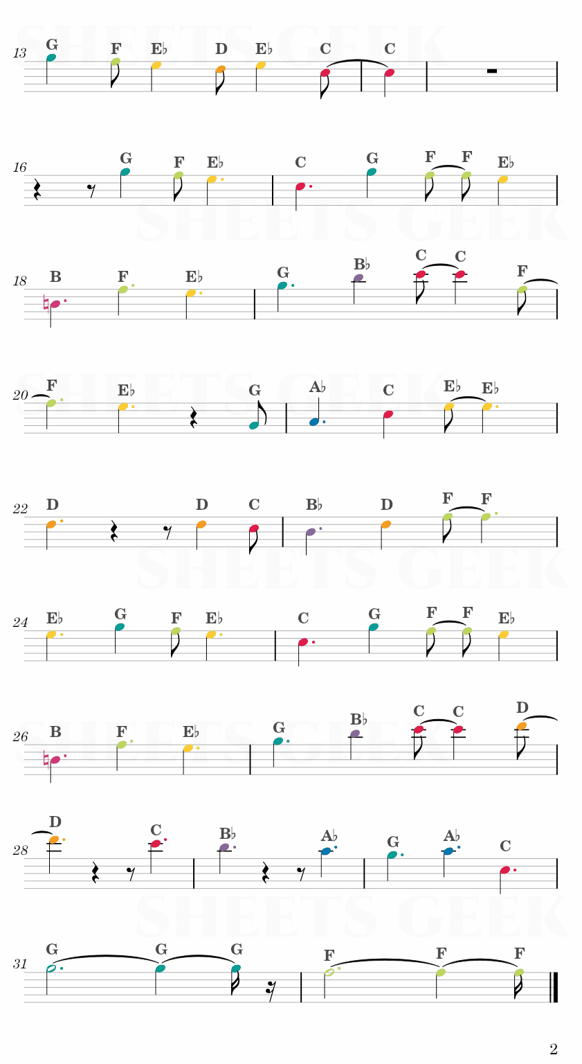 Love like you - Steven Universe Easy Sheet Music Free for piano, keyboard, flute, violin, sax, cello page 2